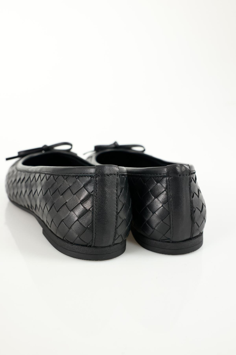Siyah Flexible Deri Örgü Babet 36617