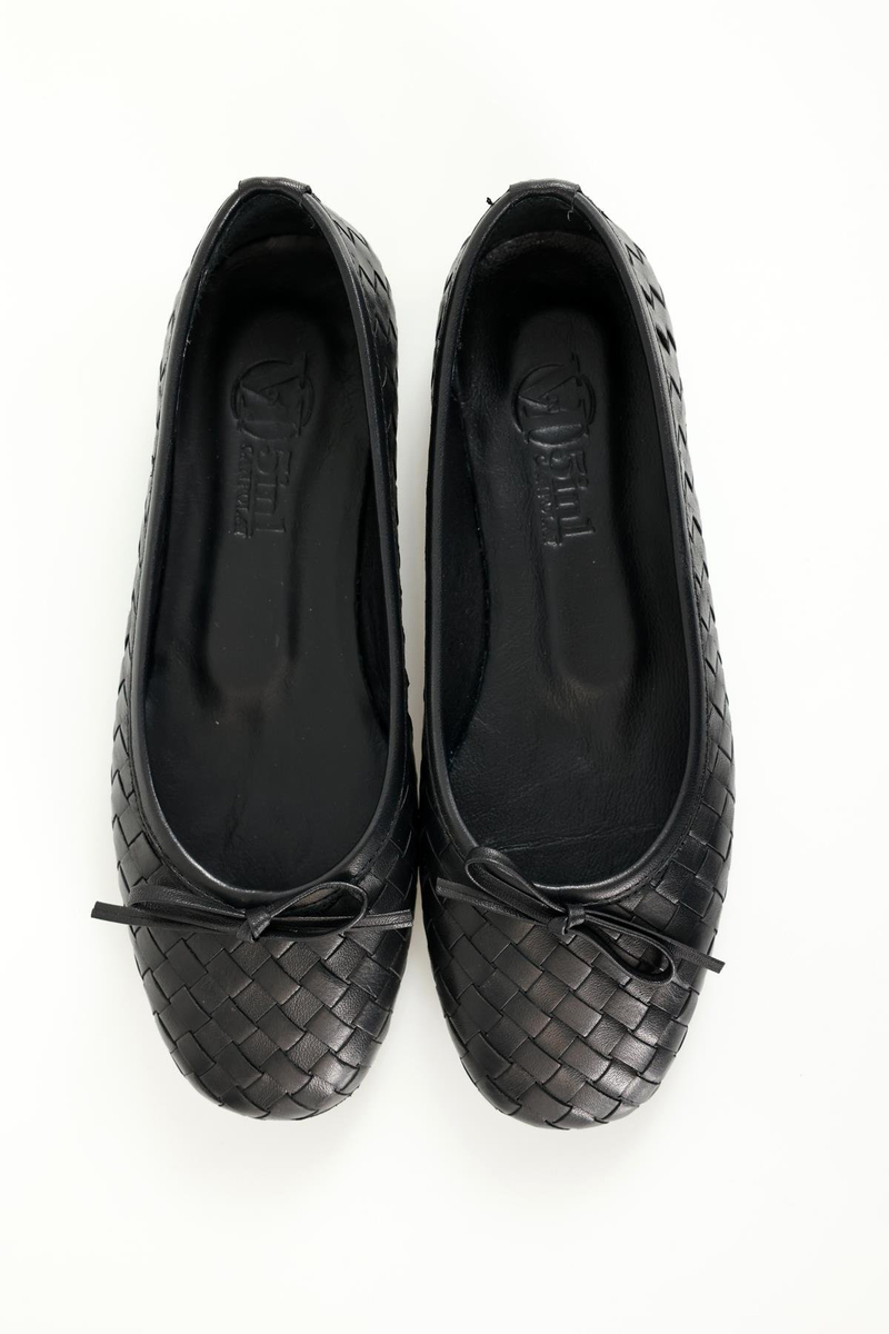 Siyah Flexible Deri Örgü Babet 36617