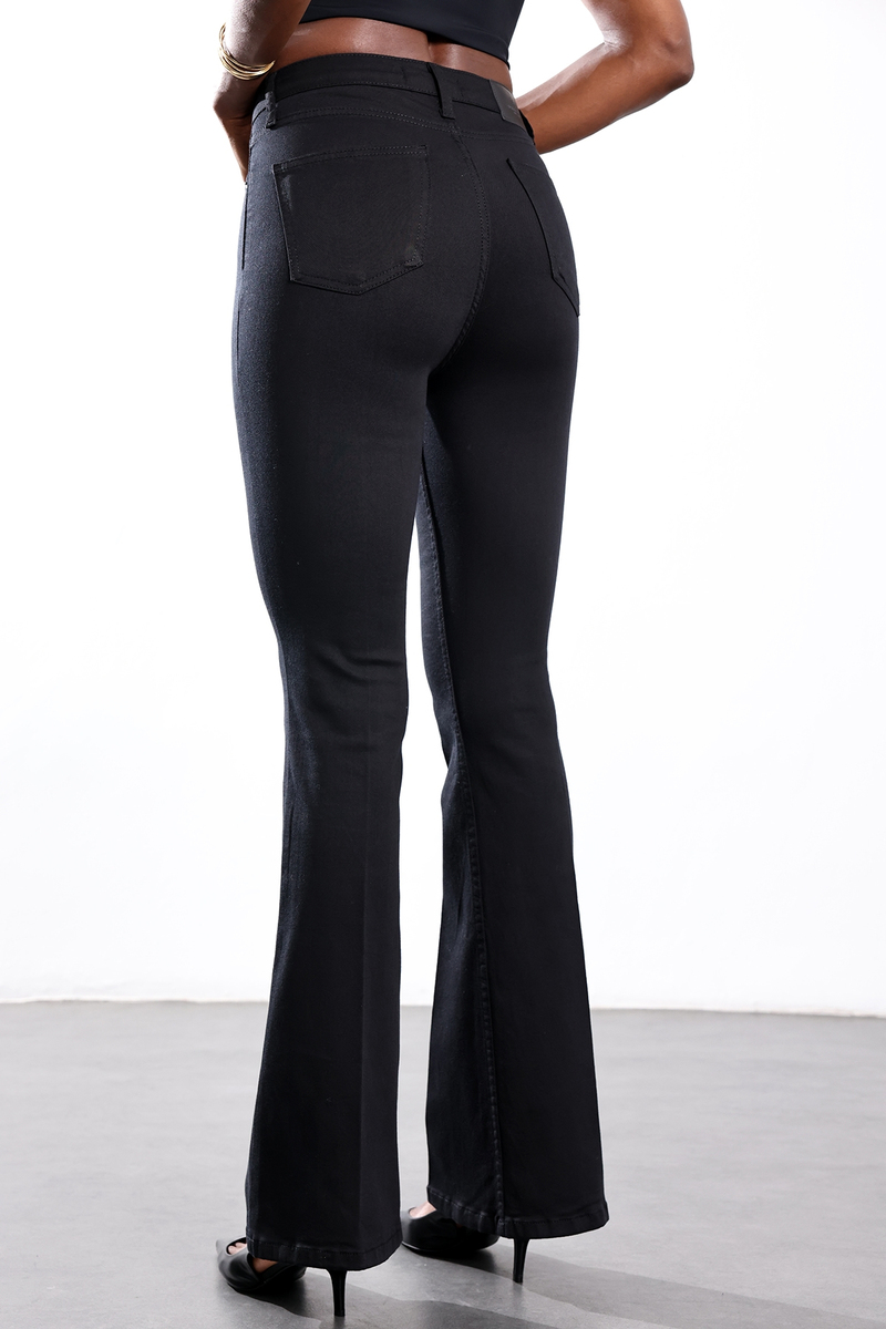 Siyah Full Likra Toparlayan Flare Jean 7578