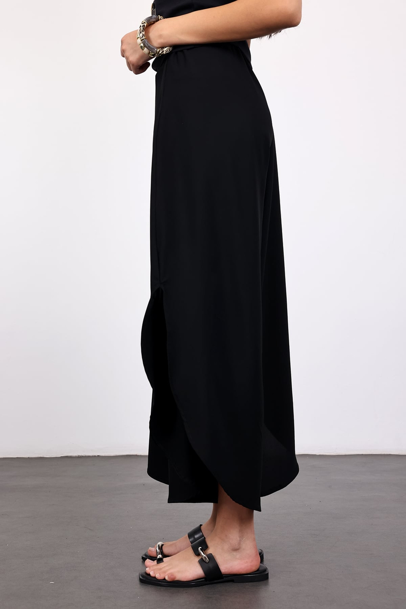 Siyah Geniş Paça Pantolon 03070