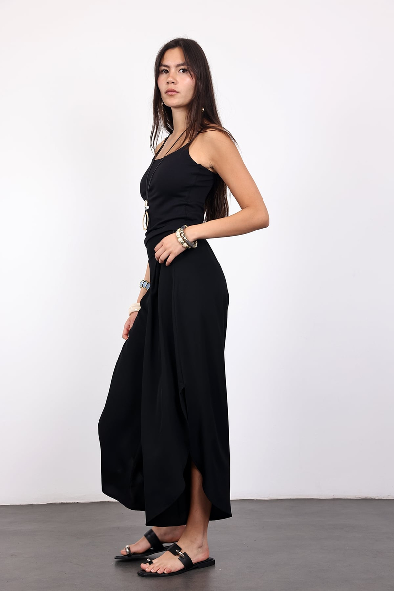 Siyah Geniş Paça Pantolon 03070