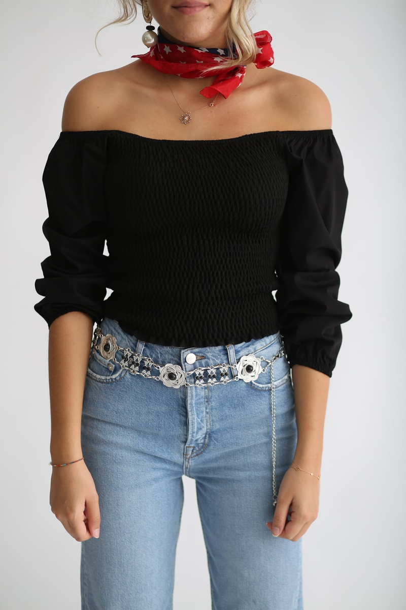 Siyah Gipeli Bluz 3259