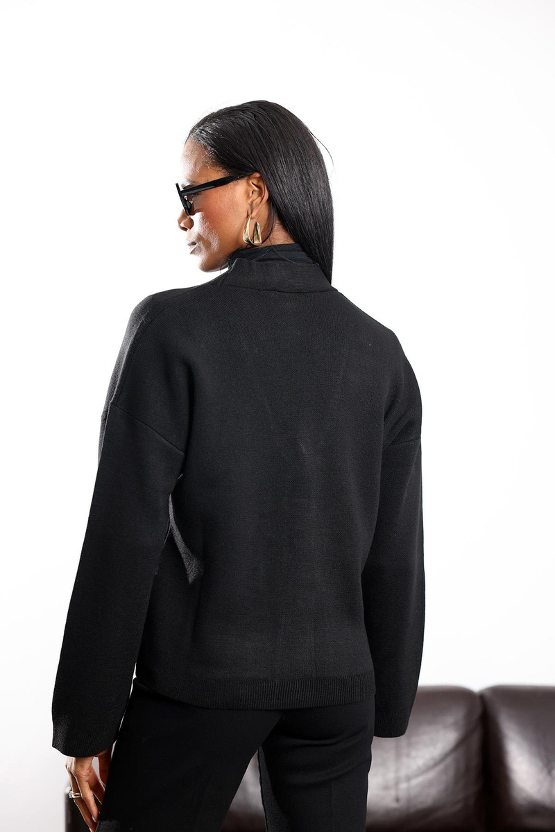 Siyah Gold Düğmeli V Yaka Hırka 251059