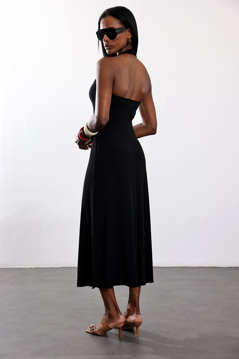 Siyah Halter Yaka Elbise 00787