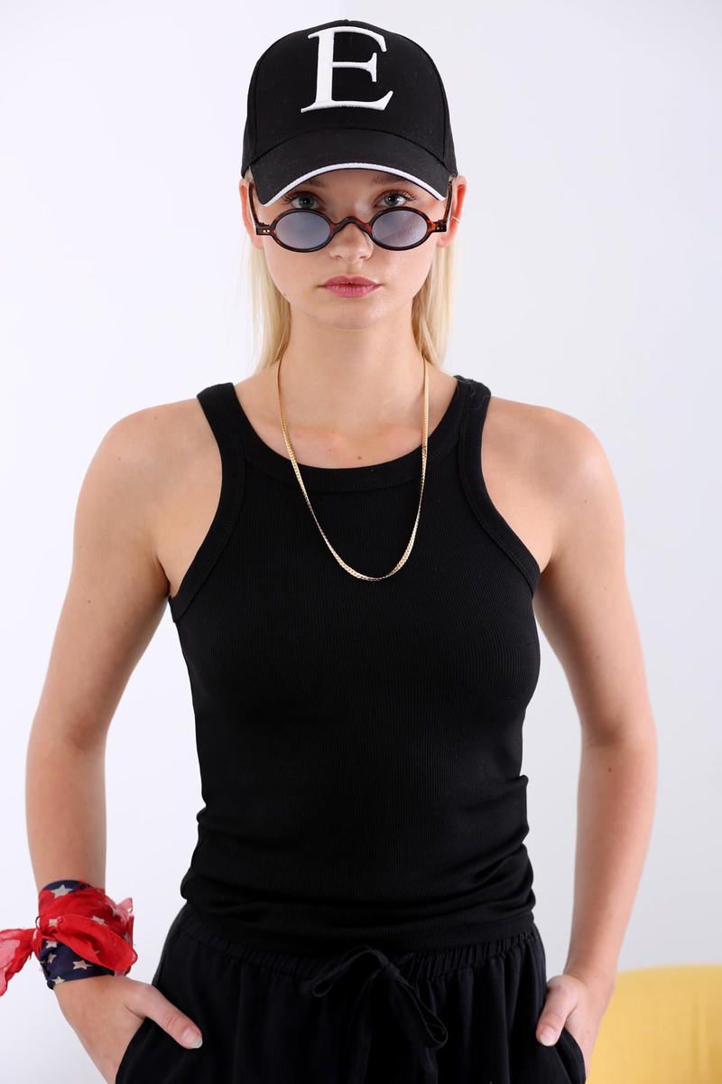 Siyah Halter Yaka Fitilli Atlet 3861