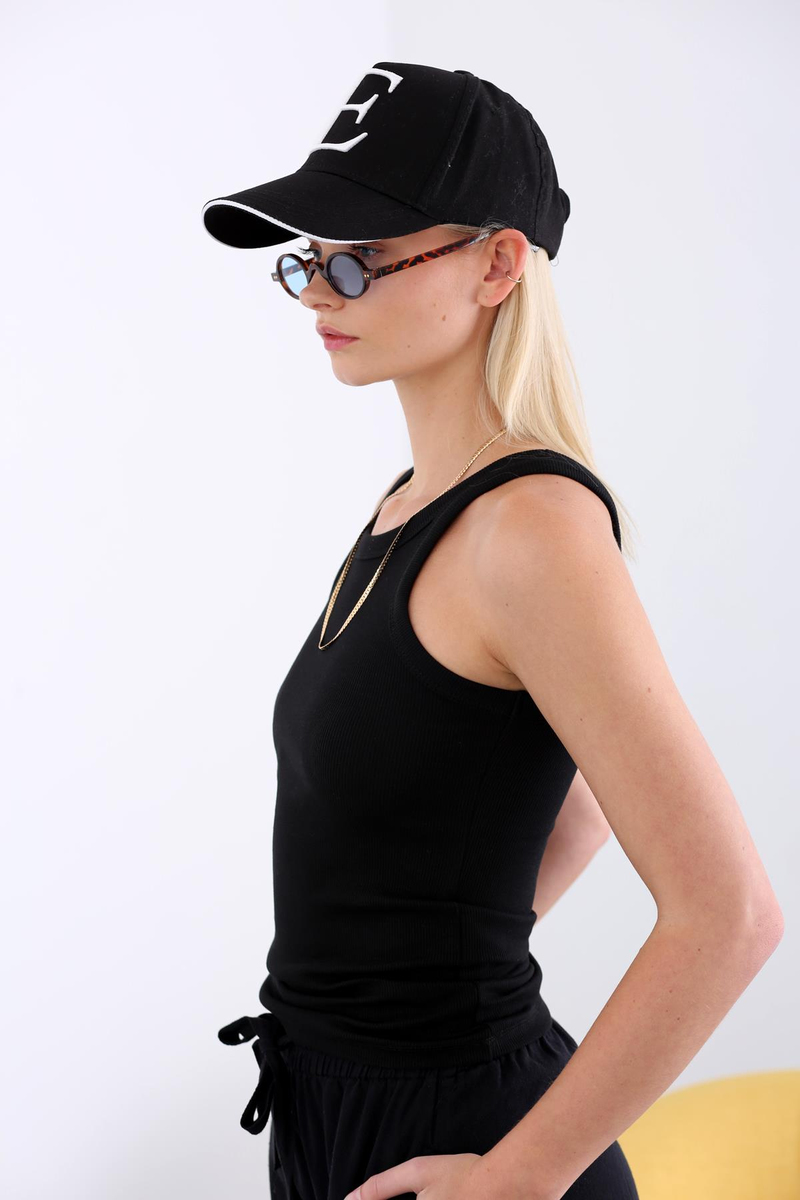 Siyah Halter Yaka Fitilli Atlet 3861