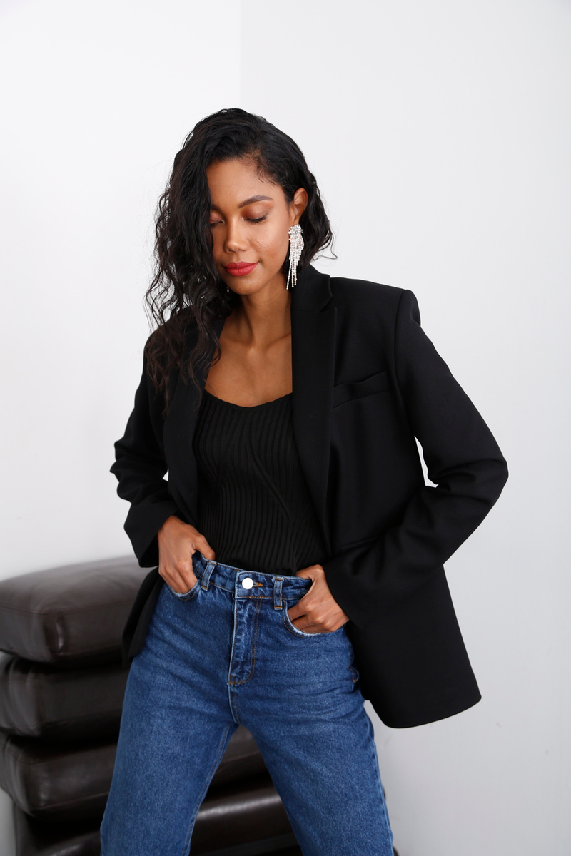 Siyah İki Düğme Blazer Ceket 4040