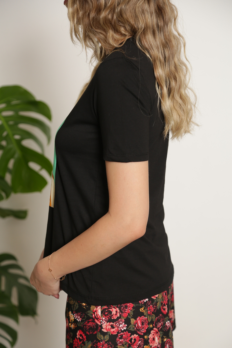 Siyah İnci Tokalı Tshirt 6932