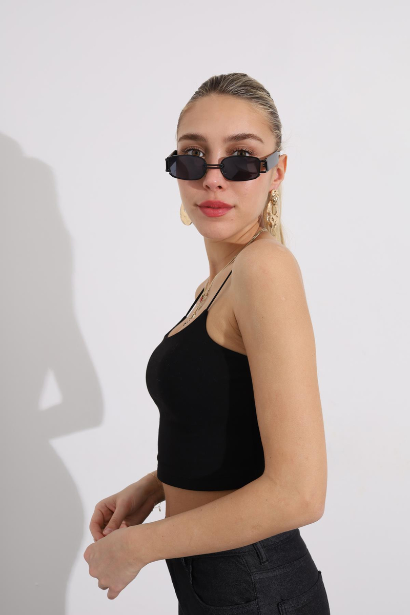 Siyah İp Askılı Crop 1001