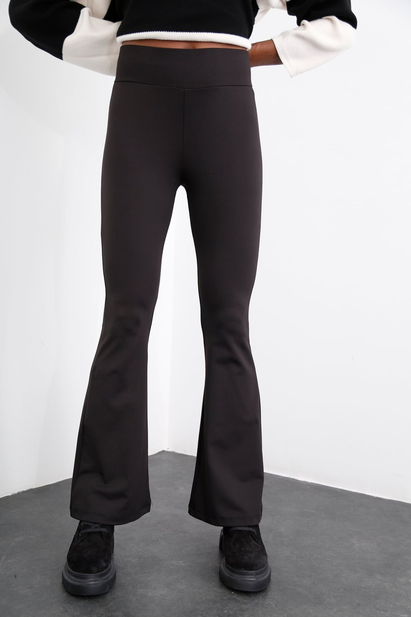 Siyah İspanyol Paça Dalgıç Tayt 