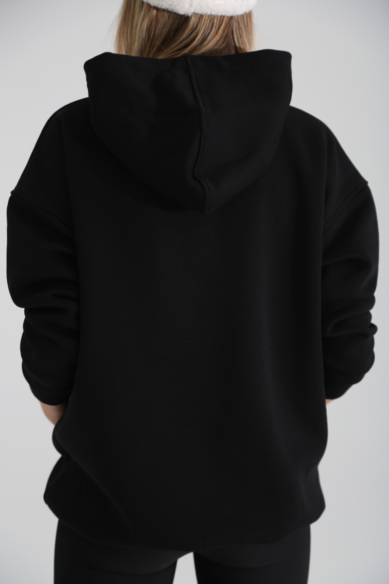 Siyah Kanguru Cep Sweatshirt 3234