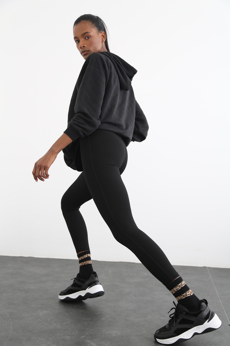 Siyah Kapitoneli Oversize Sweatshirt 18136