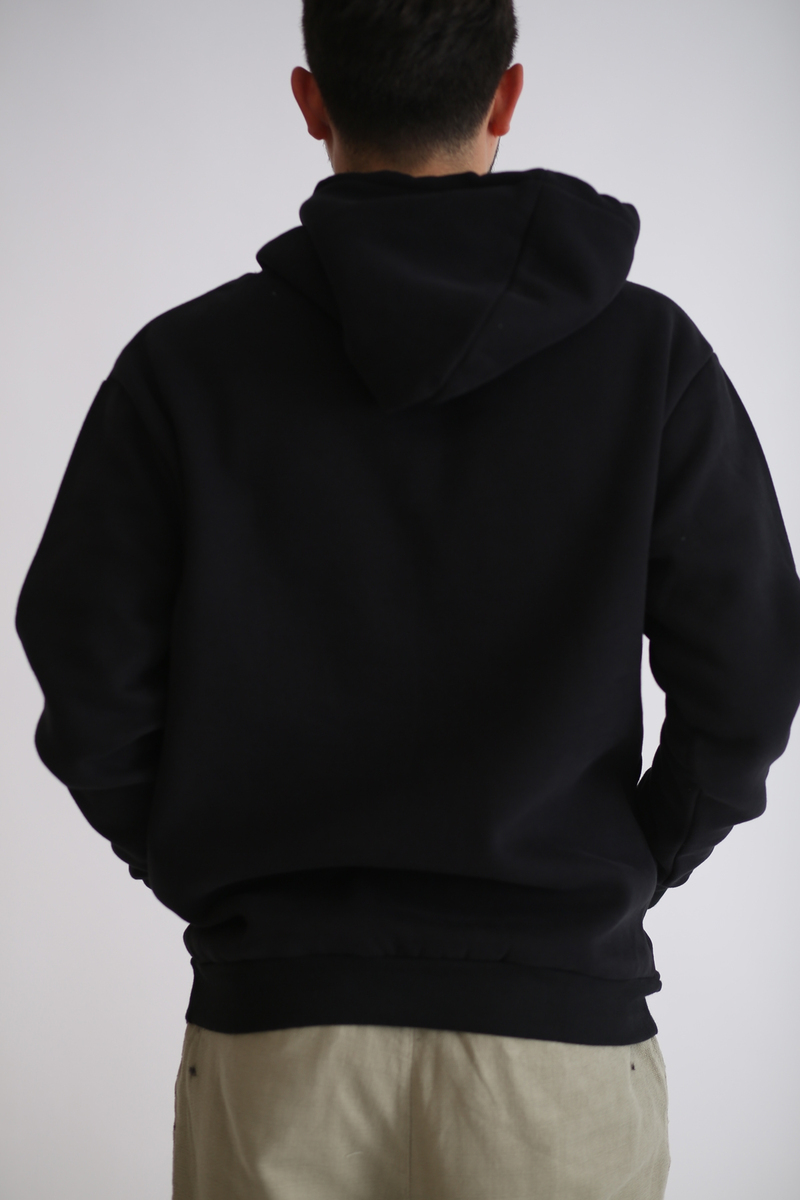 Siyah Kapşonlu Şardonlu Sweatshirt K-231