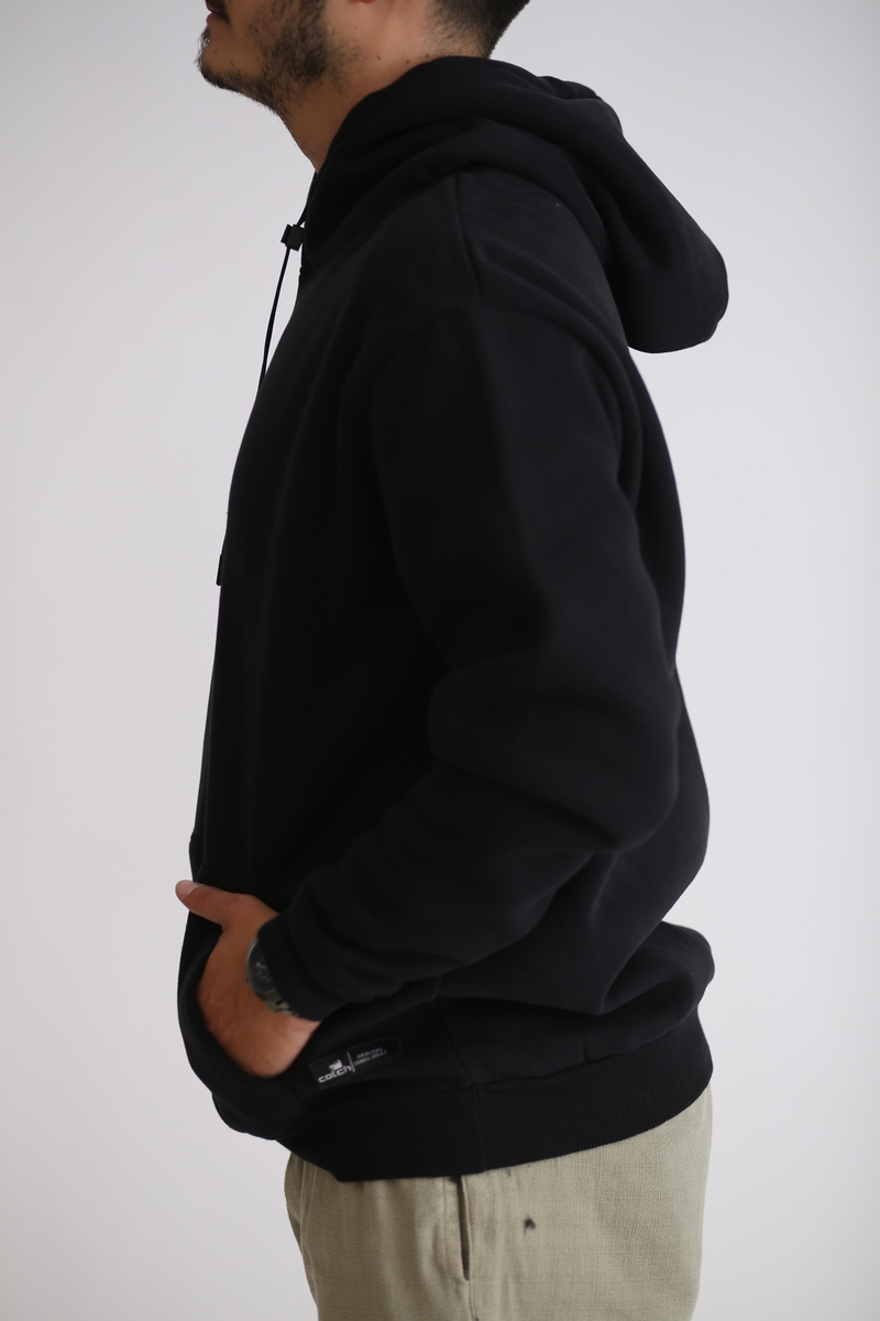 Siyah Kapşonlu Şardonlu Sweatshirt K-231