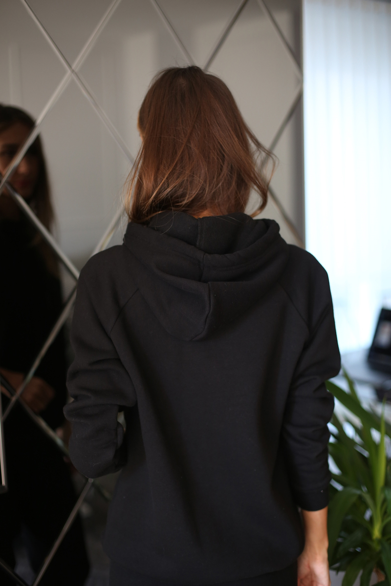 Siyah Kapşonlu Sweat