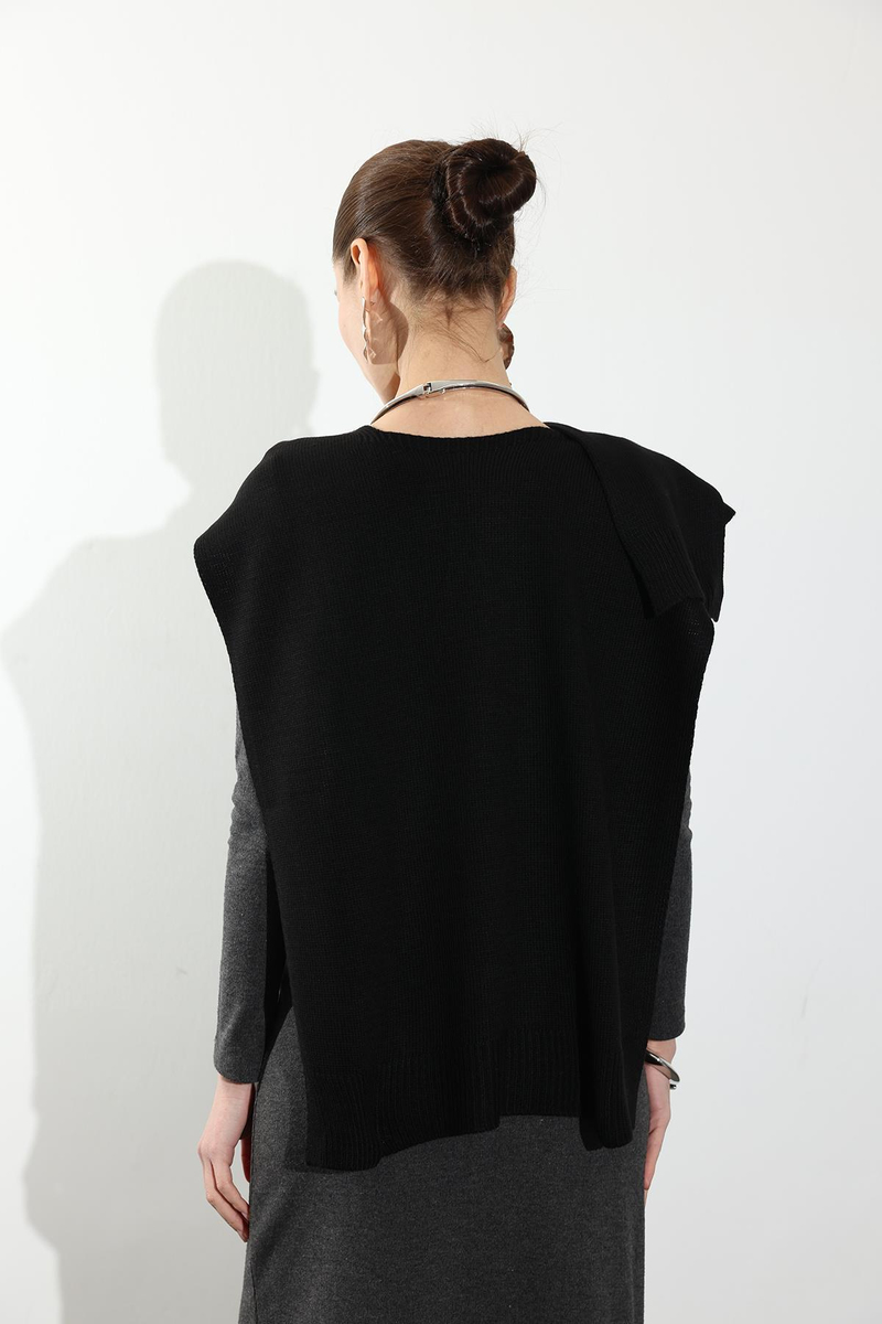 Siyah Kare Parçalı Atkı HRK01