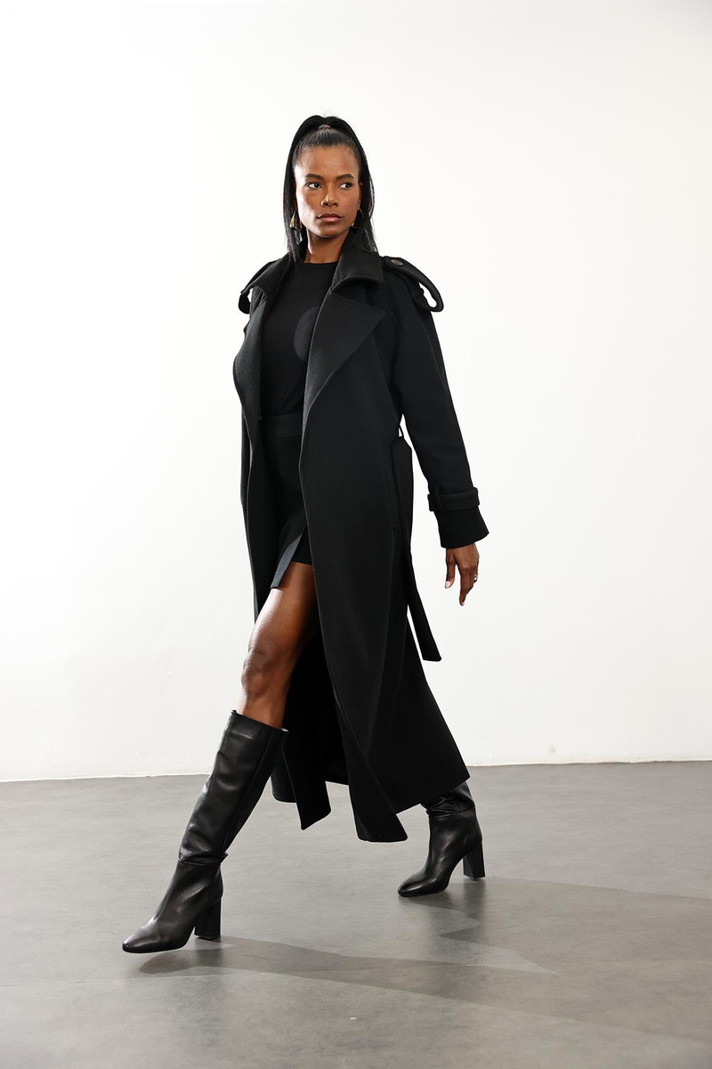 Siyah Kaşe Palto 1614