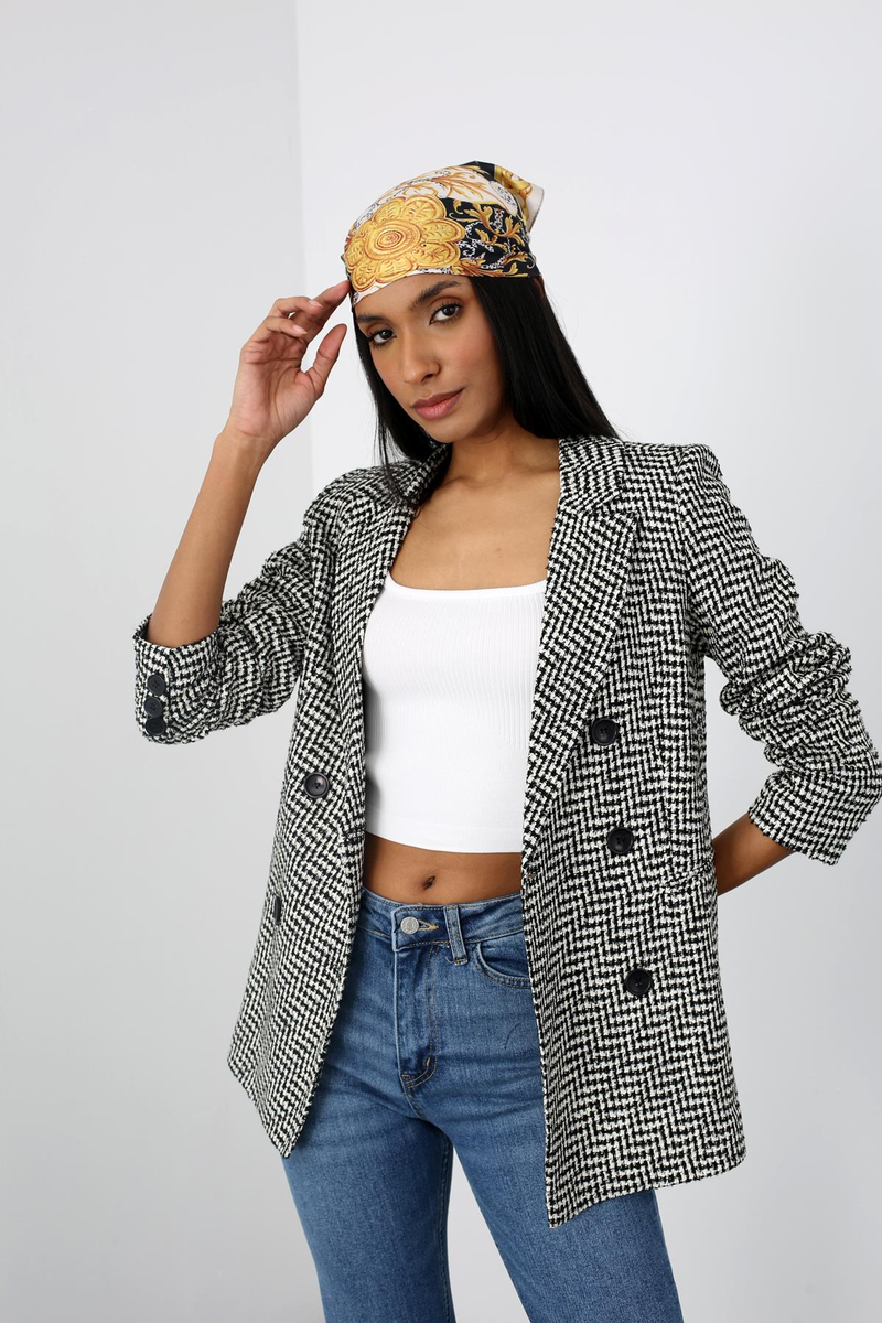 Siyah Kazayağı Blazer Ceket 4672