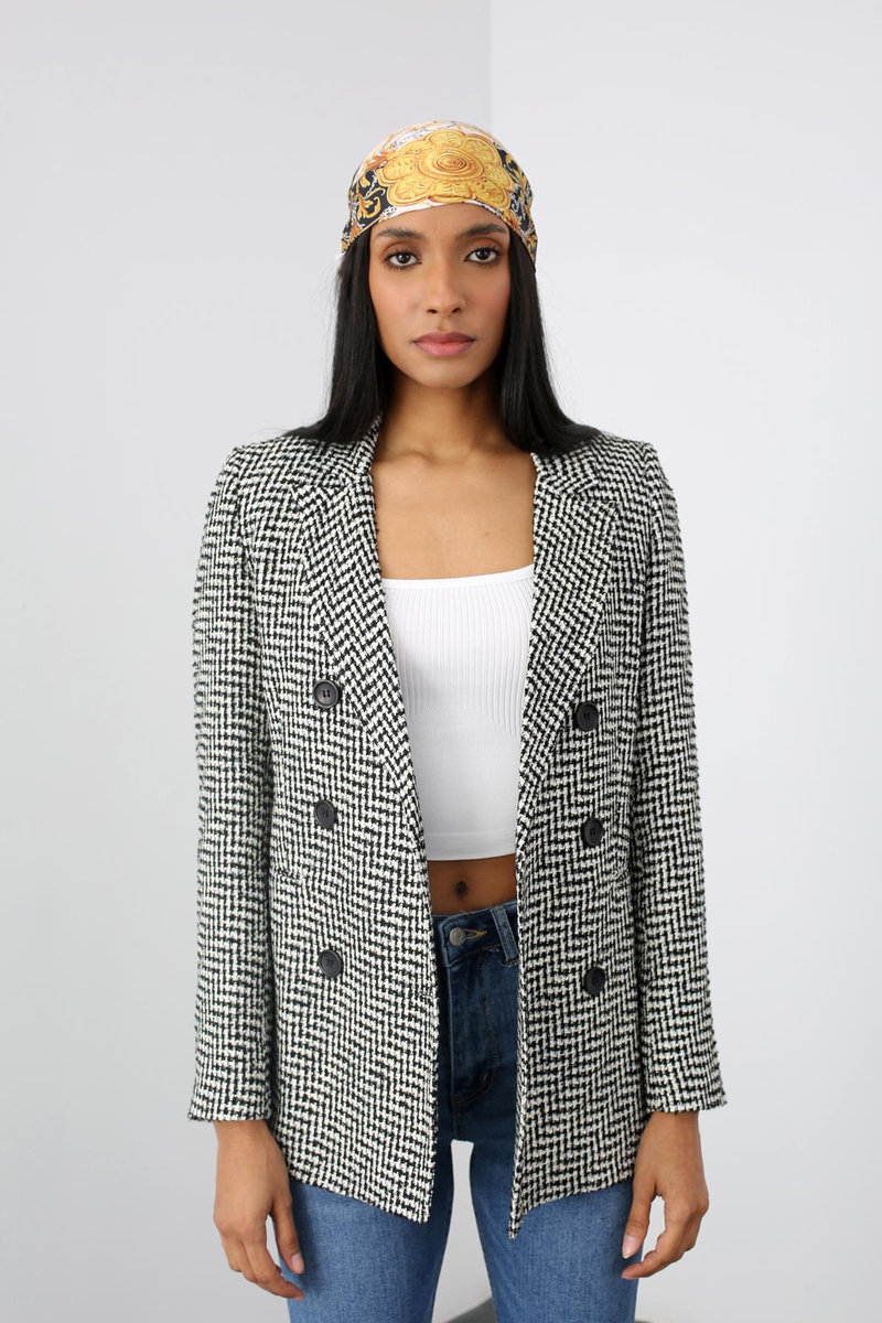 Siyah Kazayağı Blazer Ceket 4672