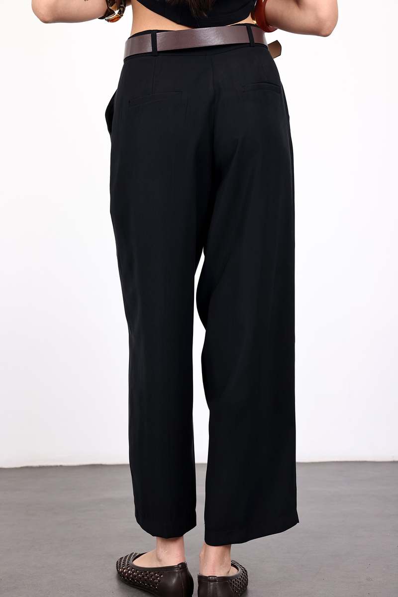 Siyah Kemerli Barrel Pantolon 580923