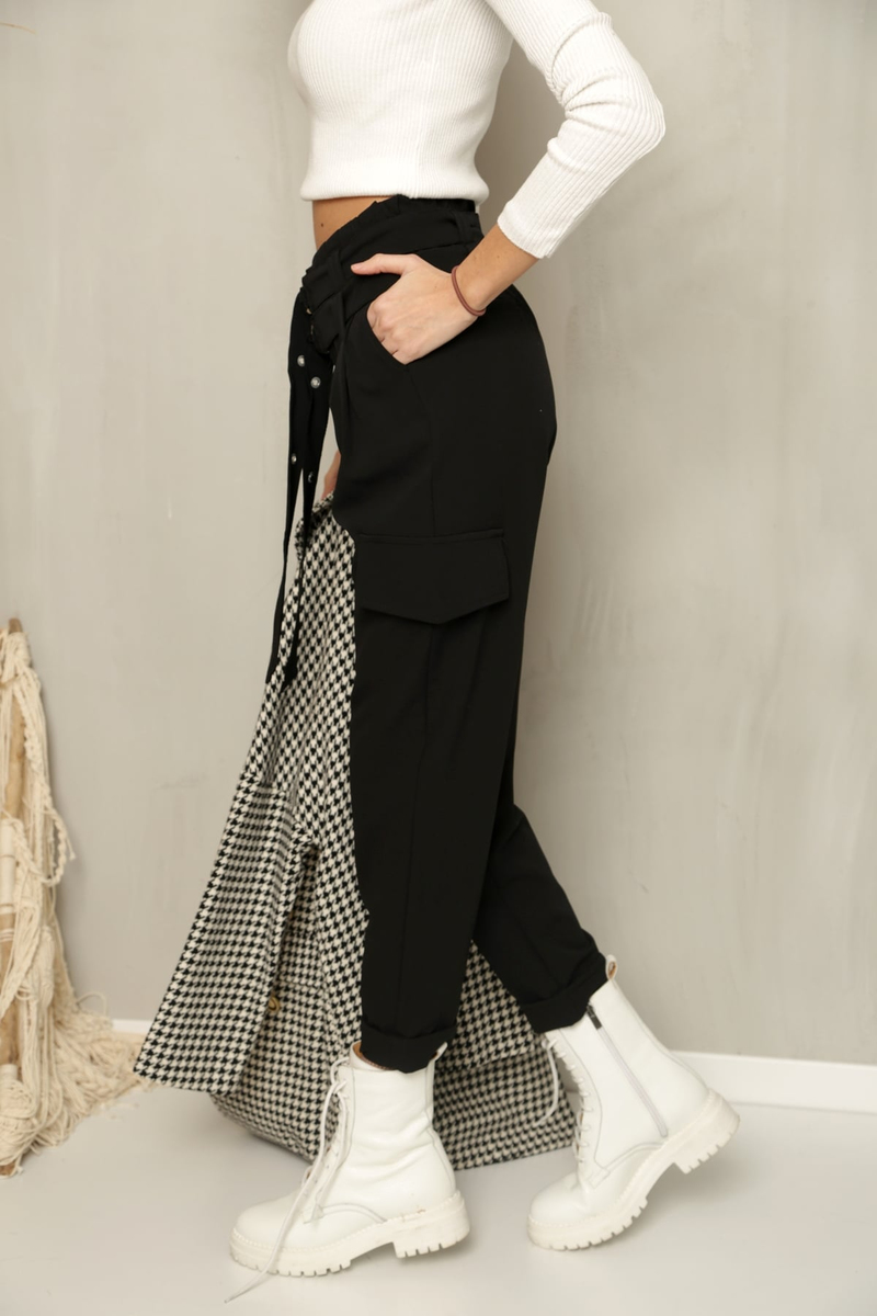Siyah Kemerli Duble Paça Pantolon 70685