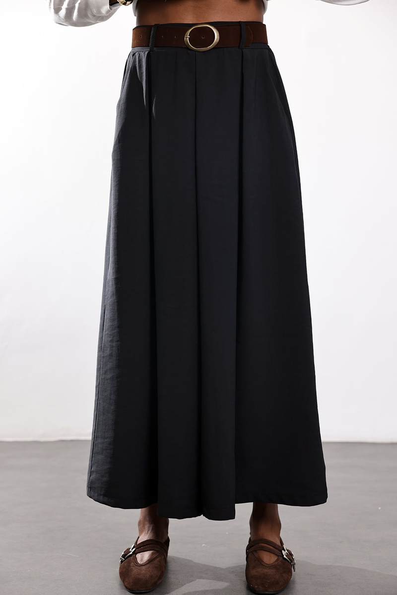 Siyah Kemerli Tensel Pantolon Etek 51354