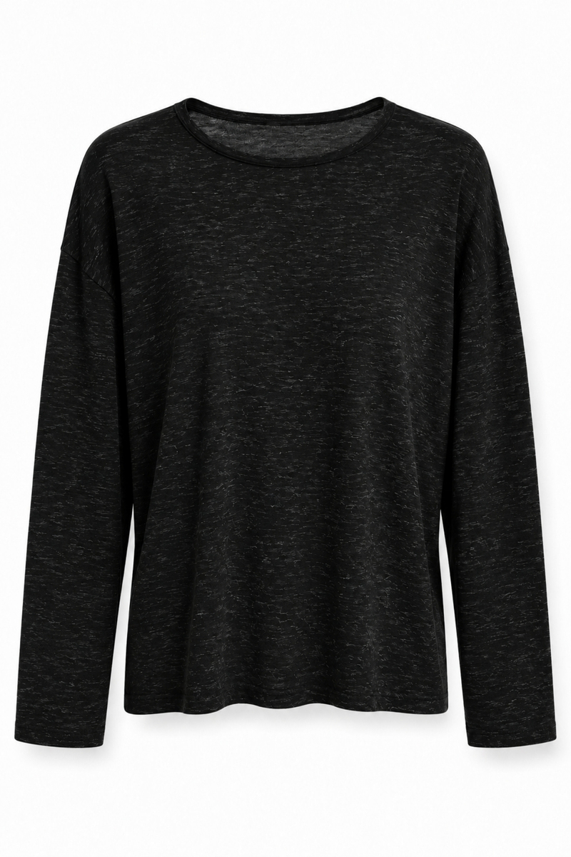 Siyah Kendinden Dokulu Oversize Bluz 27377