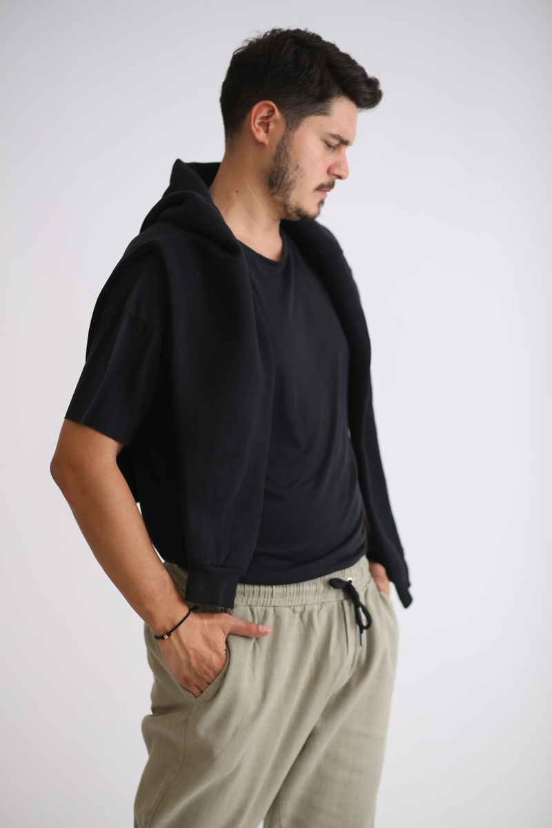 Siyah Kesik Kol Tshirt 