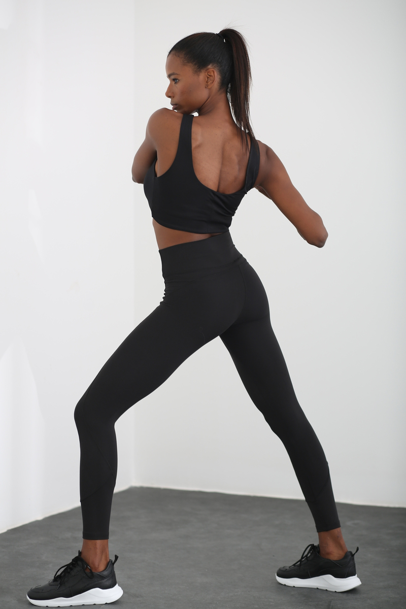 Siyah Kısa Jarse Crop 22528