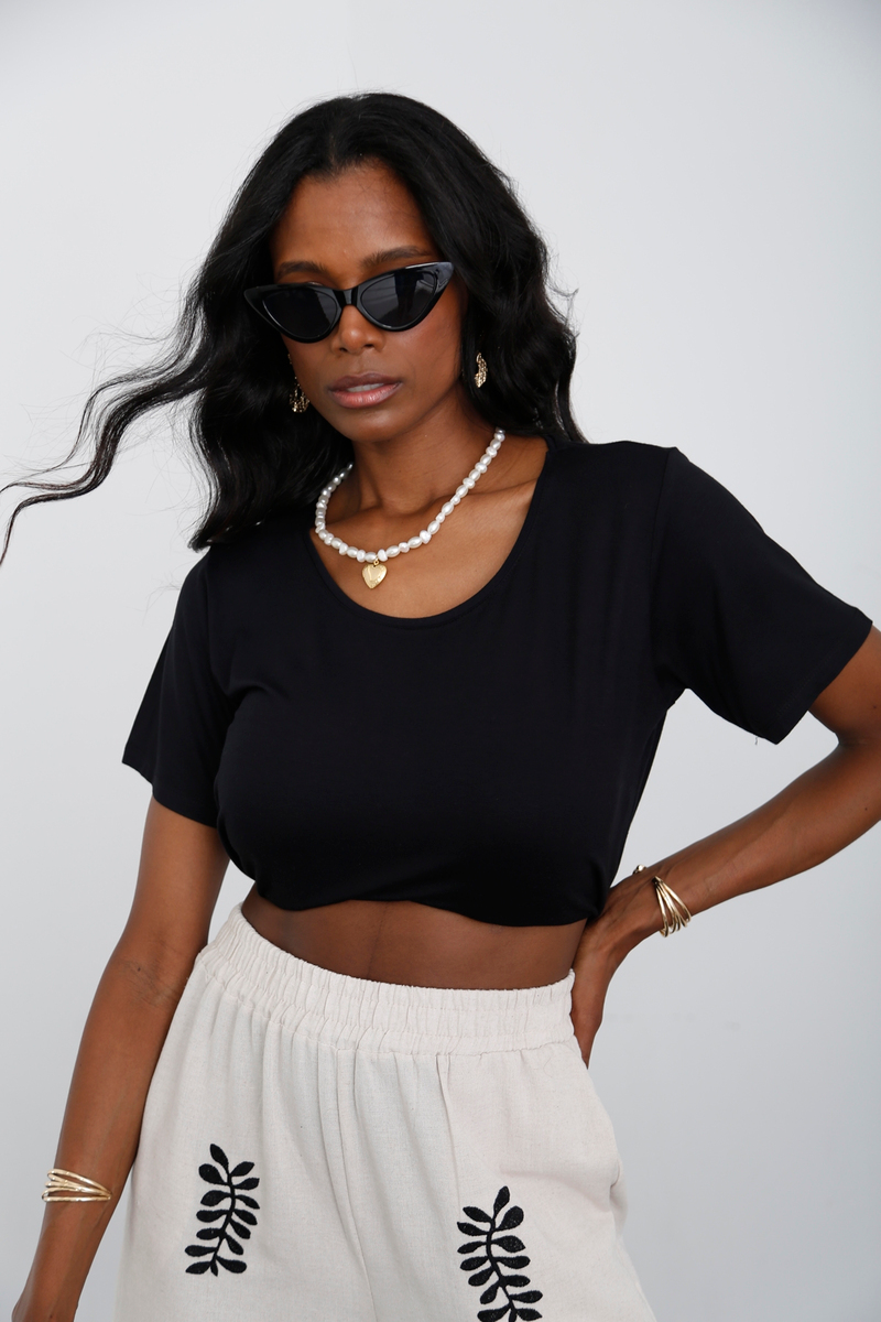 Siyah Kısa Kol Basic Tshirt 0169