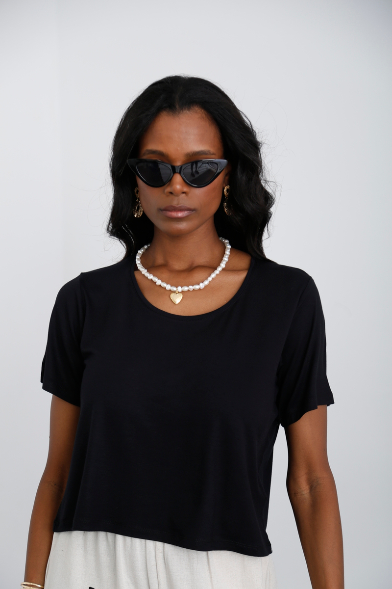 Siyah Kısa Kol Basic Tshirt 0169