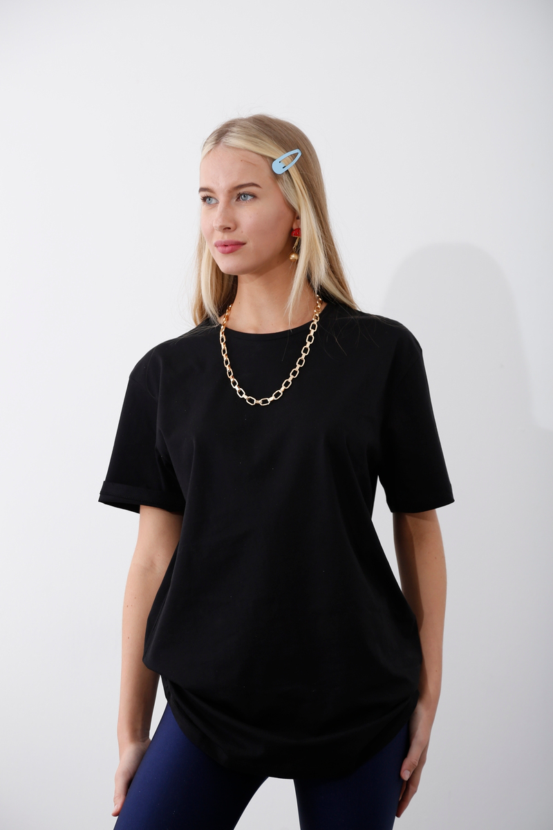 Siyah Kısa Kol Basic Tshirt 4183