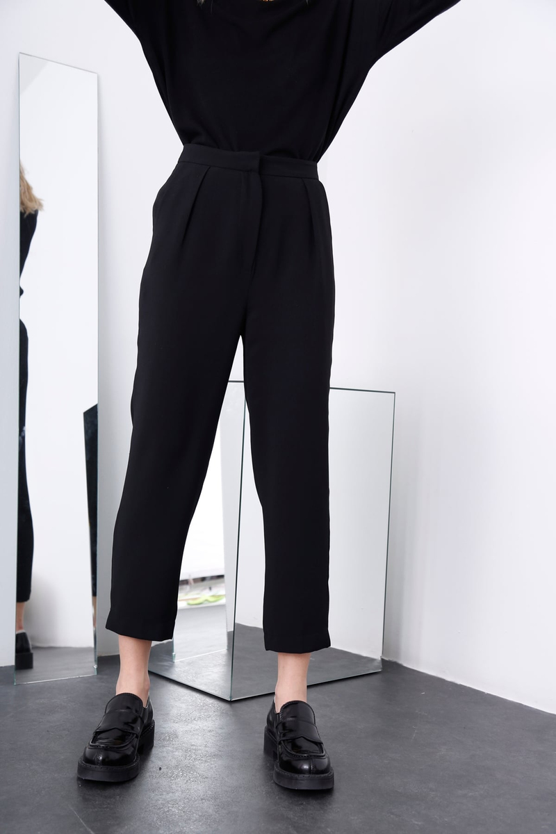 Siyah Klasik Krep Pantolon 5090