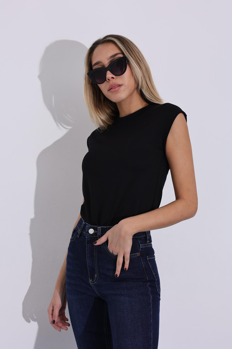 Siyah Kolsuz Basic Tişört 28300