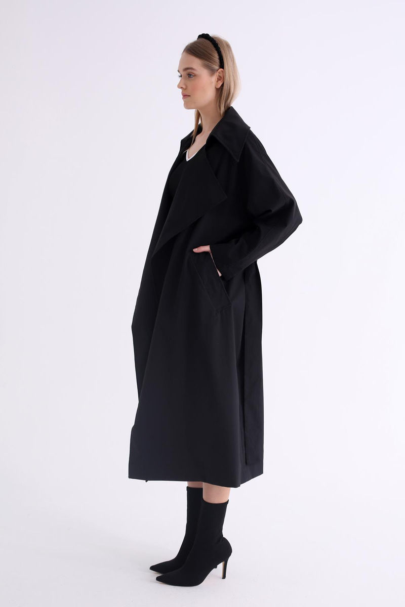Siyah Kuşaklı Trenchcoat 54113