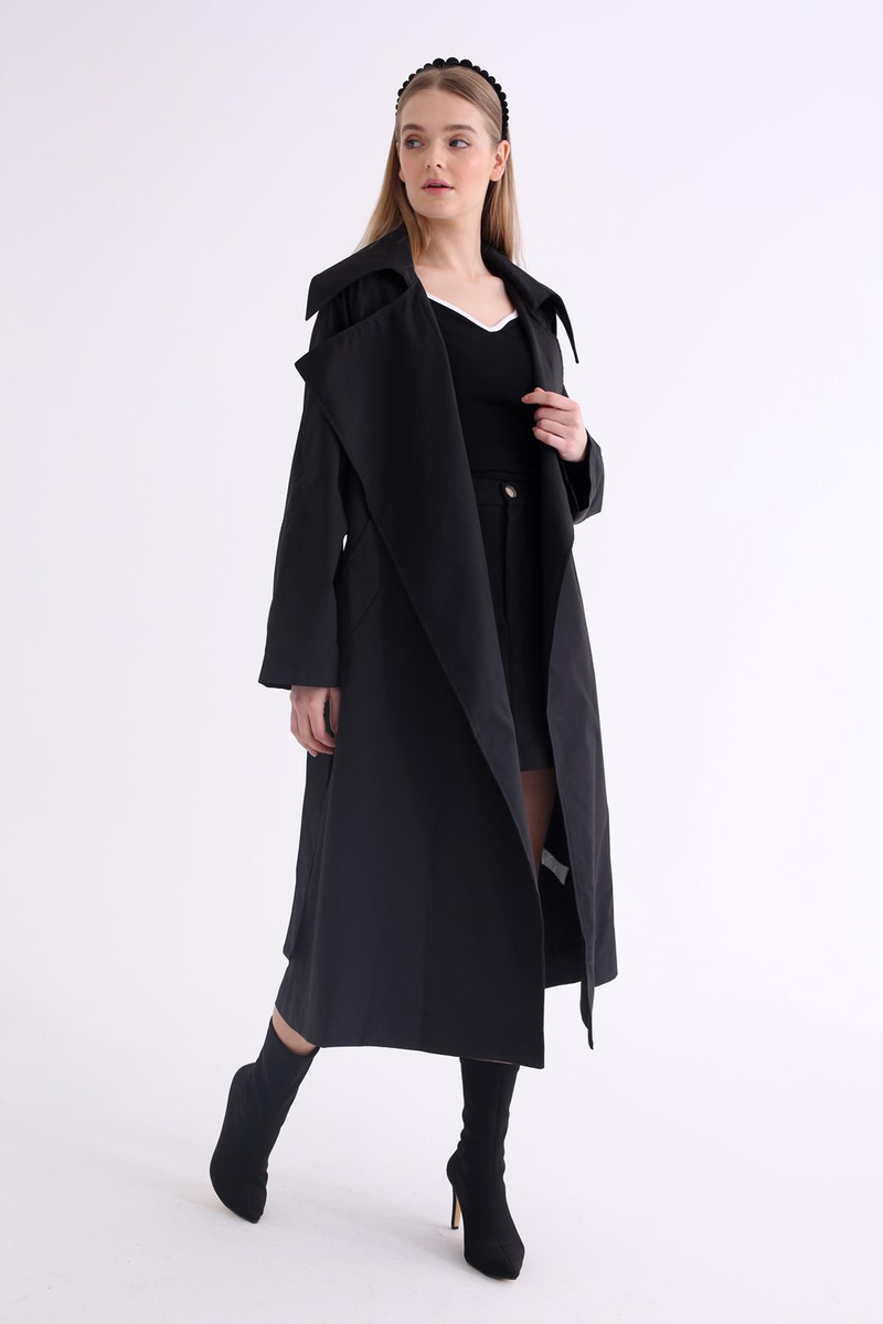 Siyah Kuşaklı Trenchcoat 54113