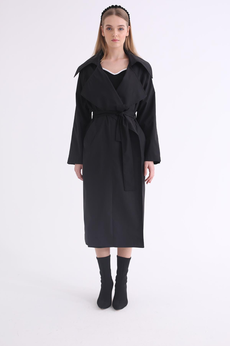 Siyah Kuşaklı Trenchcoat 54113