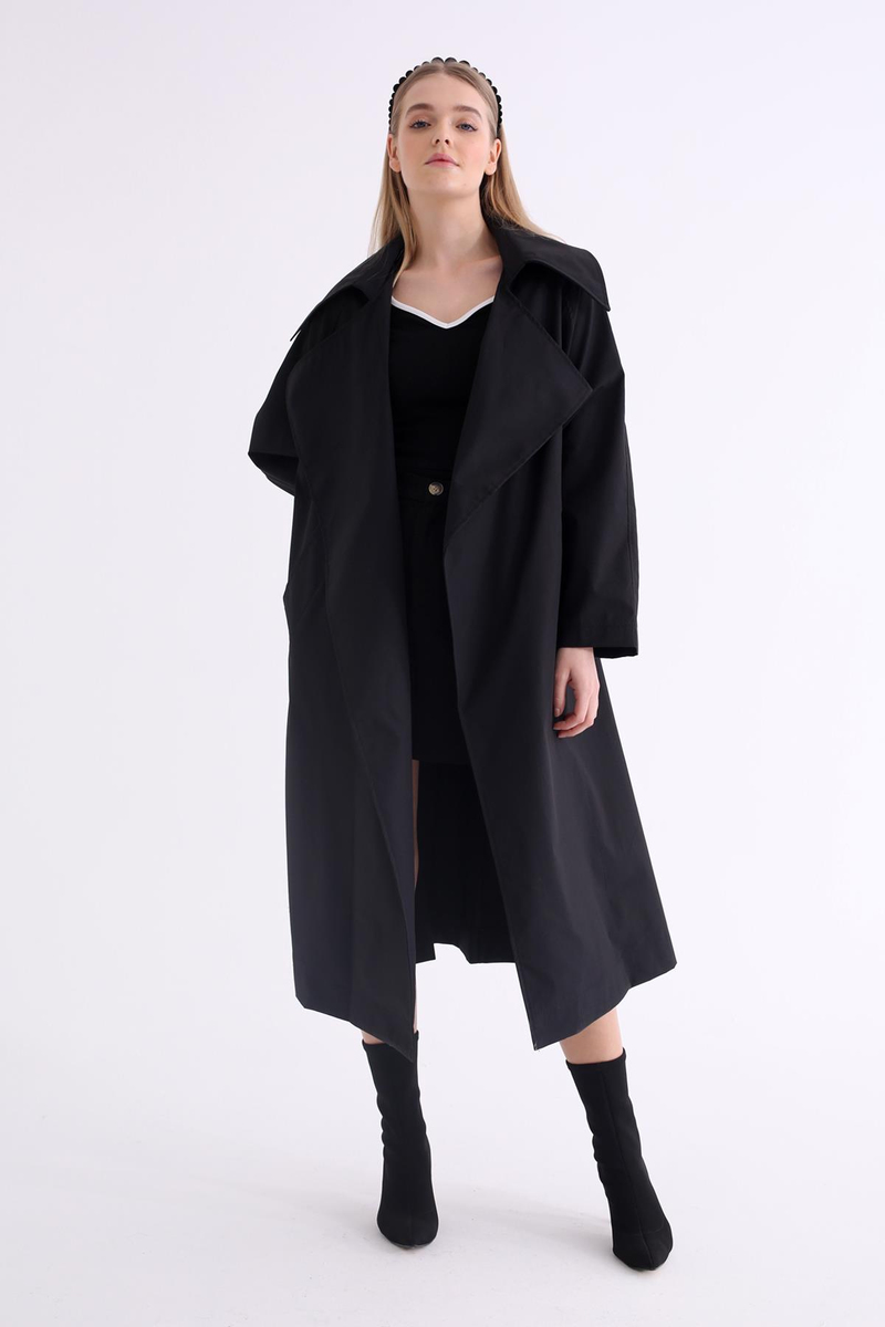 Siyah Kuşaklı Trenchcoat 54113
