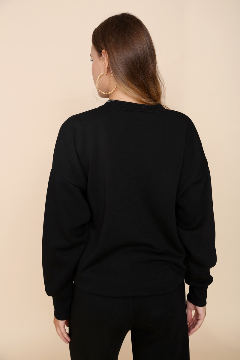 Siyah Mickey Baskılı Şardonlu Sweatshirt 3197