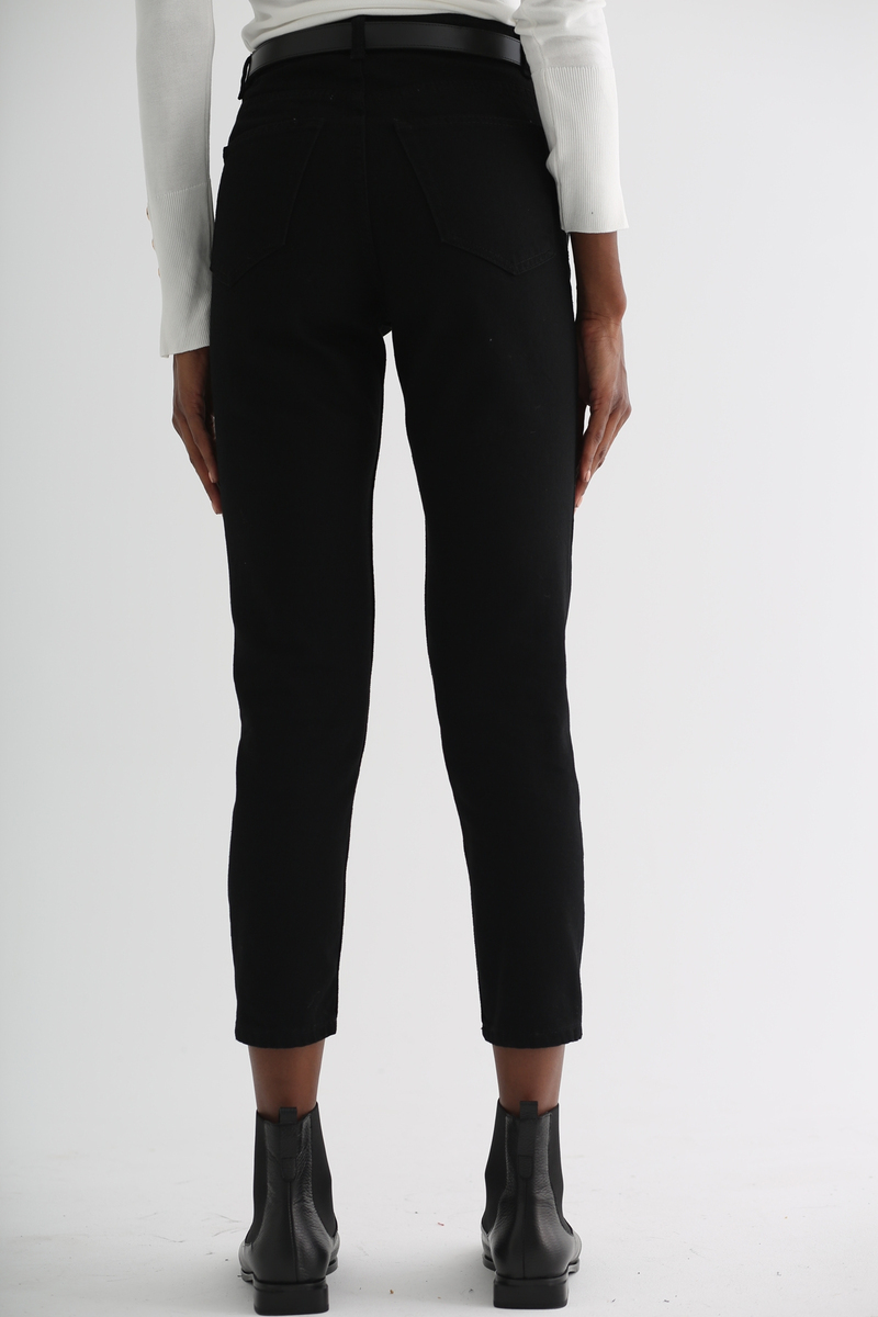 Siyah Mom Jean Pantolon 