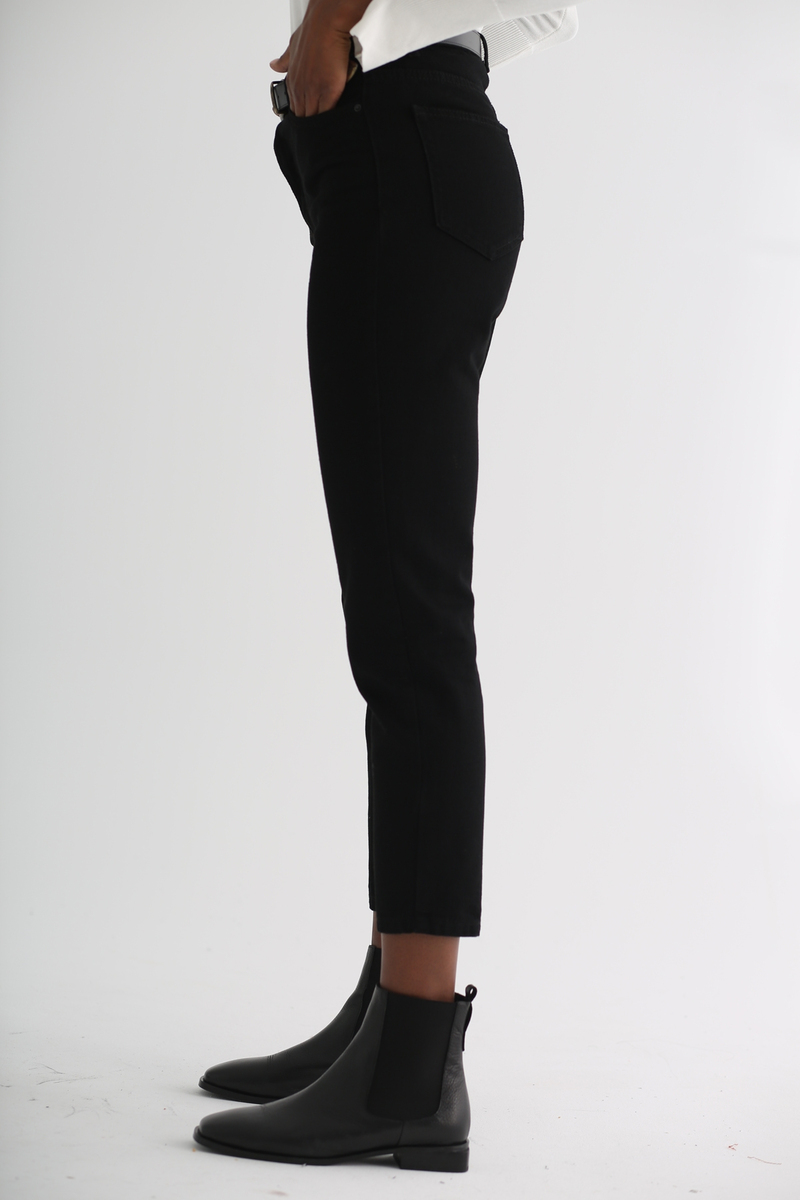Siyah Mom Jean Pantolon 