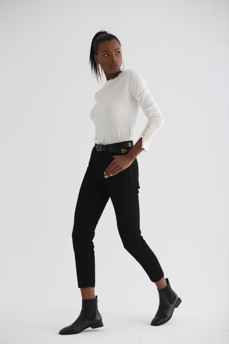 Siyah Mom Jean Pantolon 