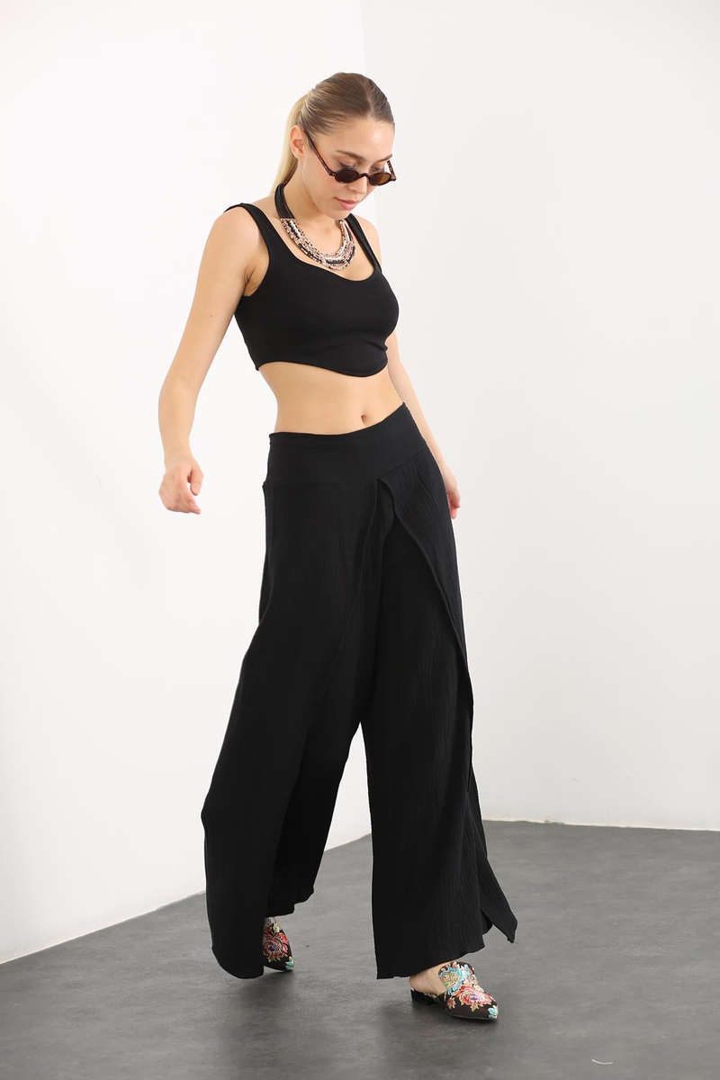 Siyah Müslin Etek Pantolon 2332