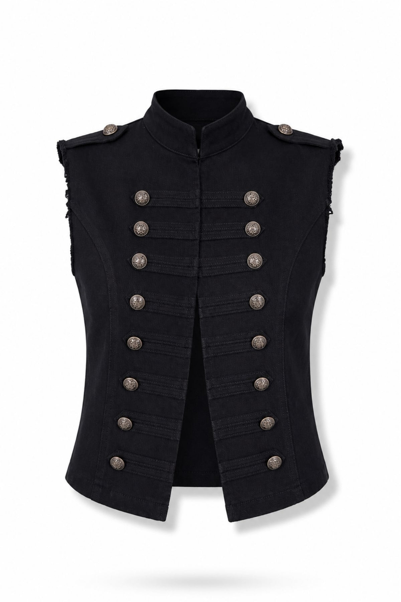 Siyah Napolyon Denim Yelek 98092