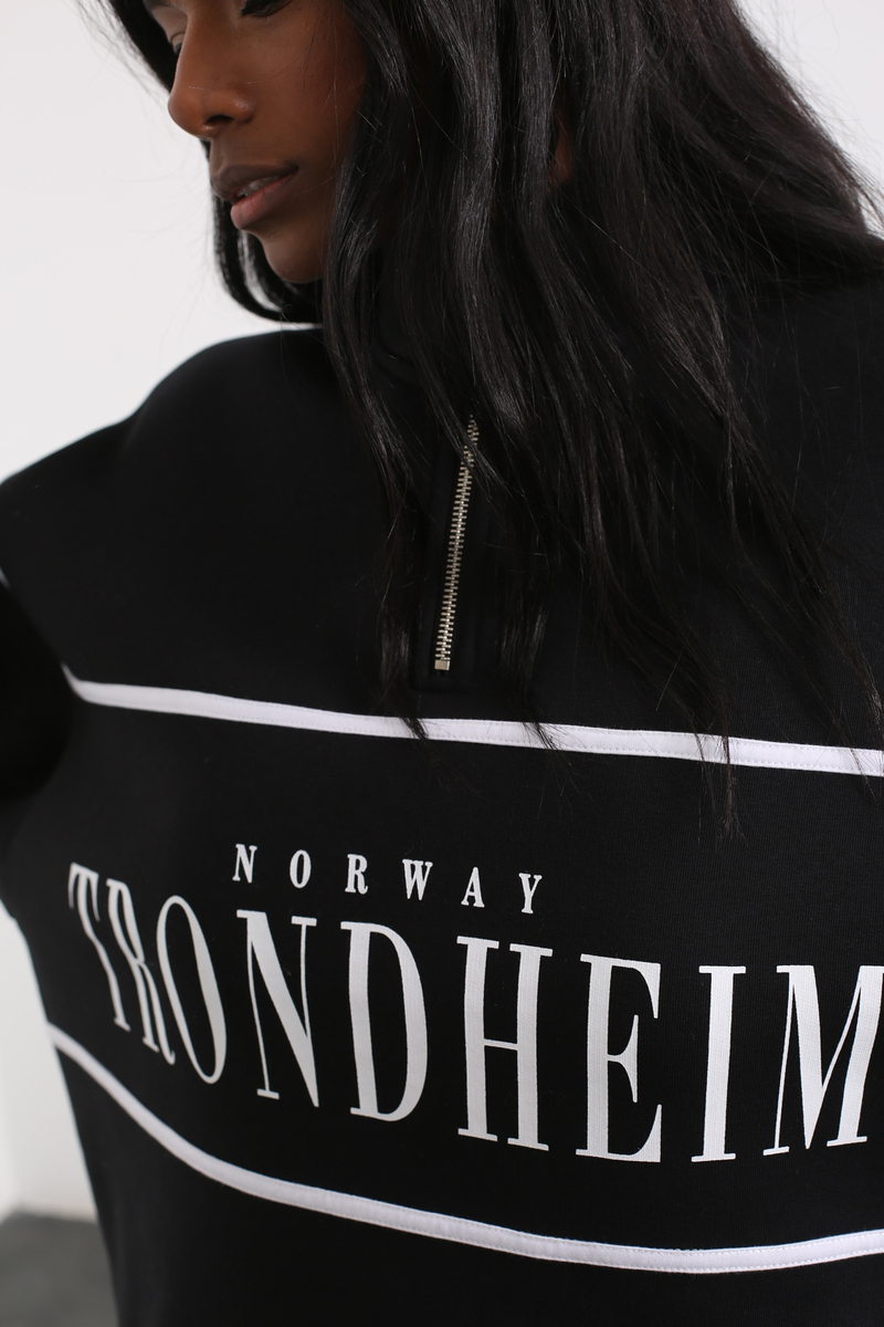 Siyah Norway Baskılı Sweatshirt 
