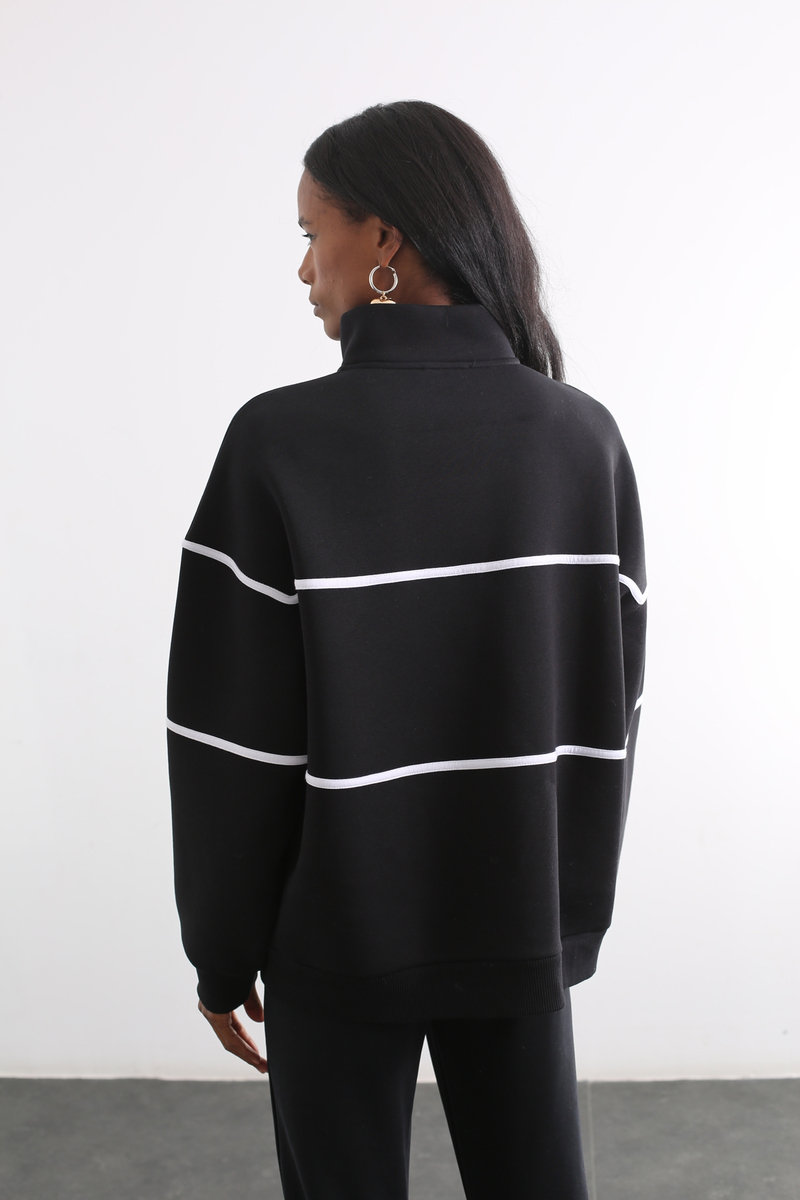 Siyah Norway Baskılı Sweatshirt 