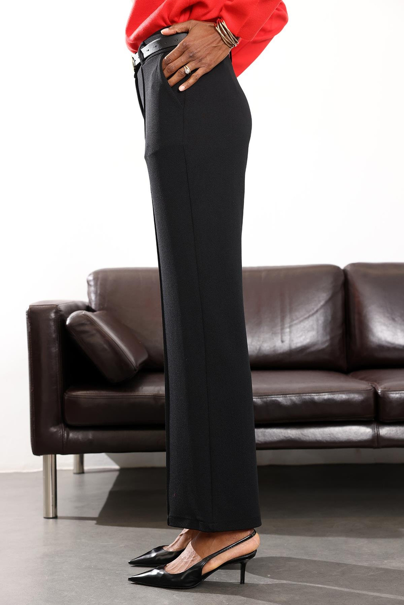 Siyah Önü Çimalı Palazzo Pantolon 257032