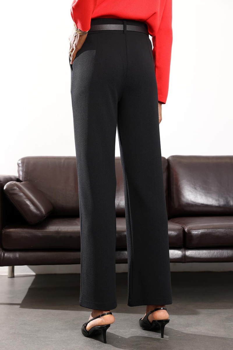 Siyah Önü Çimalı Palazzo Pantolon 257032