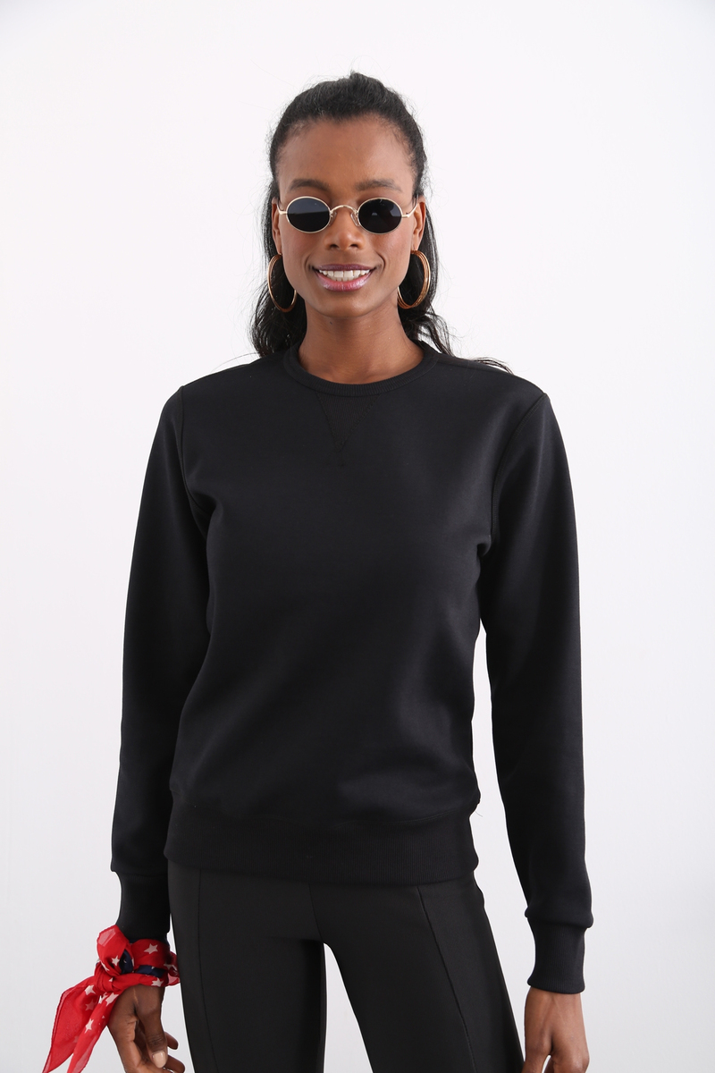 Siyah Organik Unisex Sweatshirt 