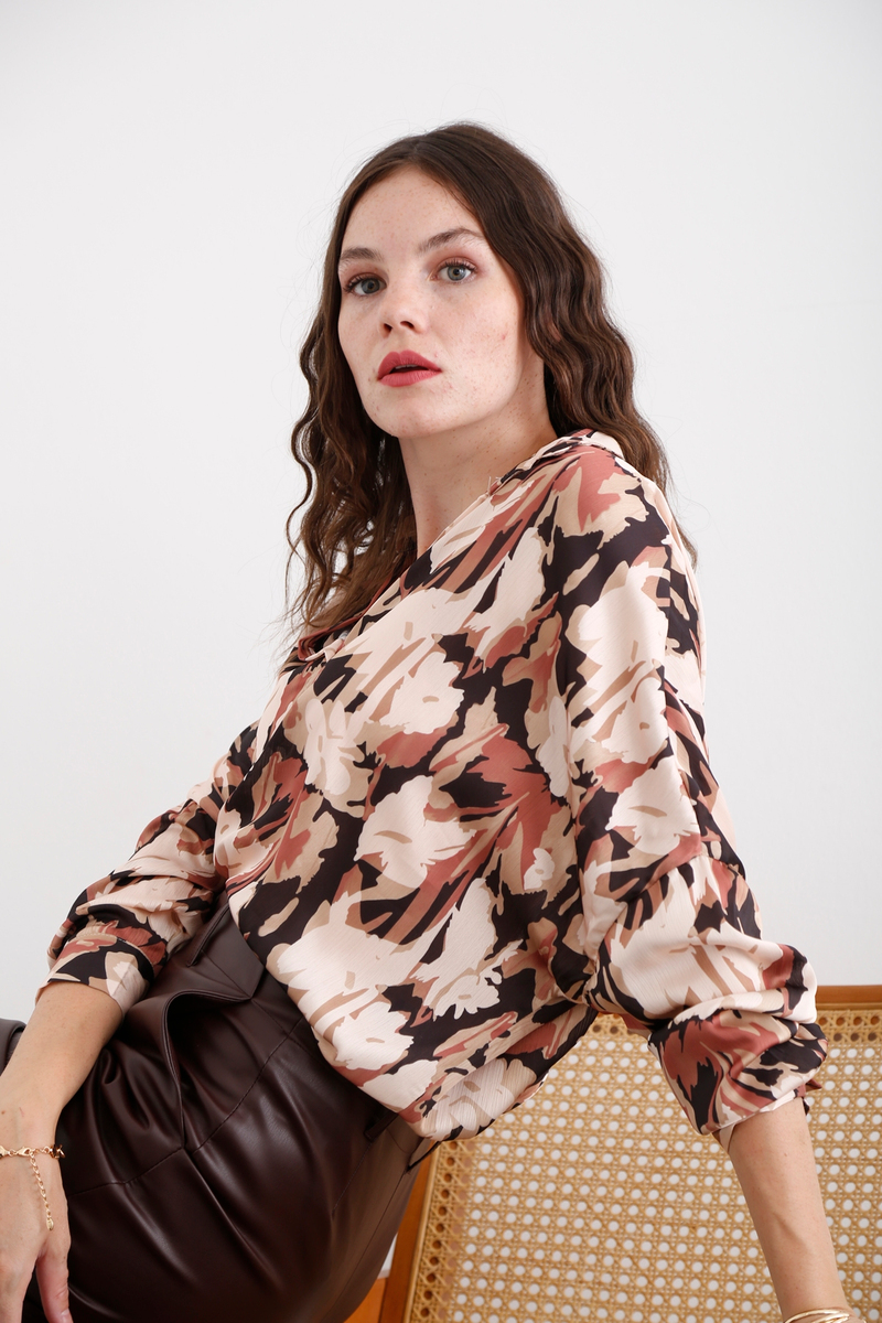Siyah Oversize Desenli Gömlek 31840